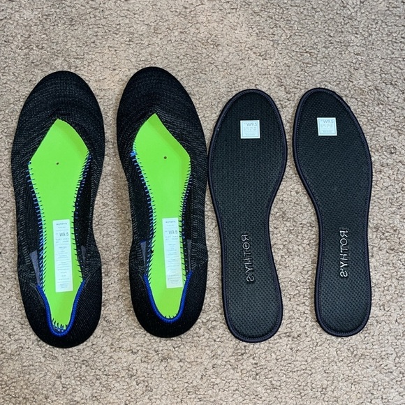 Rothy's Melange Knit Ballet Round Toe Flat Heathered Black 9.5 - Picture 8 of 9